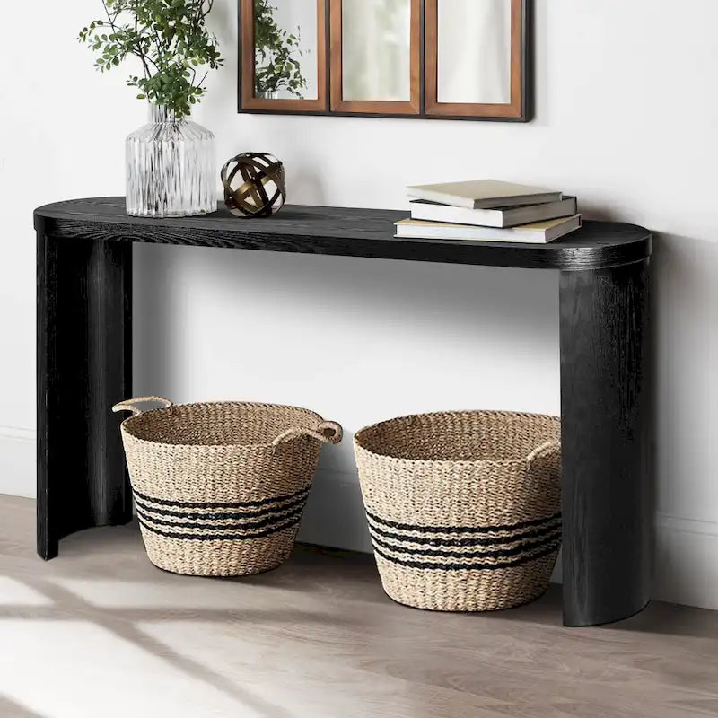 Console 60 po à plateau épais et pieds courbés – Noir