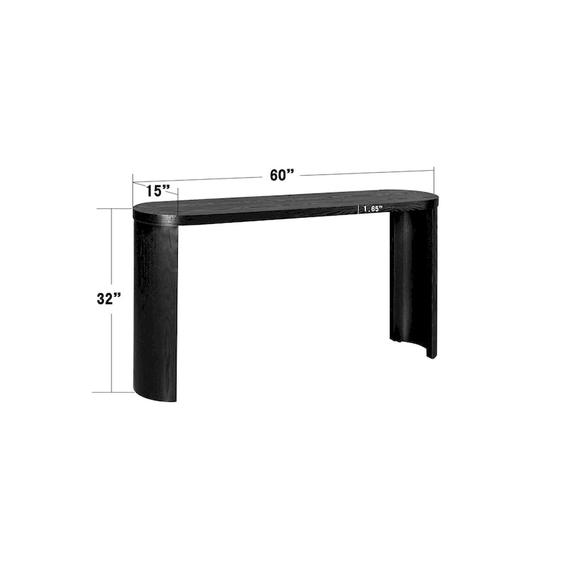 Console 60 po à plateau épais et pieds courbés – Noir