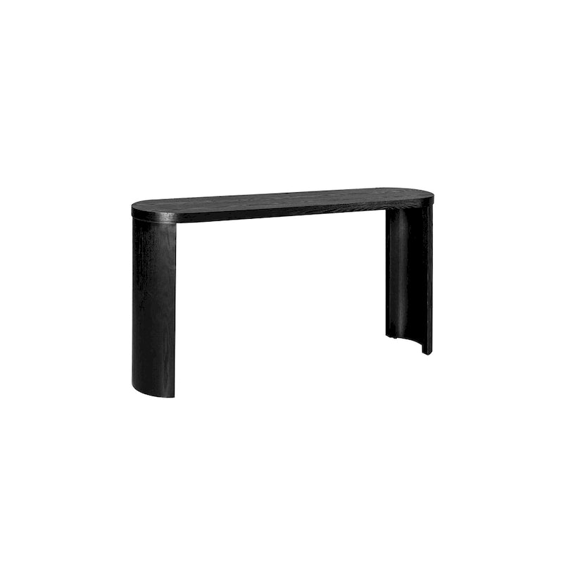 Console 60 po à plateau épais et pieds courbés – Noir