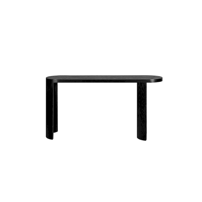 Console 60 po à plateau épais et pieds courbés – Noir