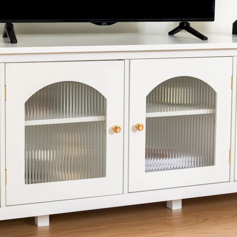 Meuble TV rétro avec portes vitrées de 71 pouces