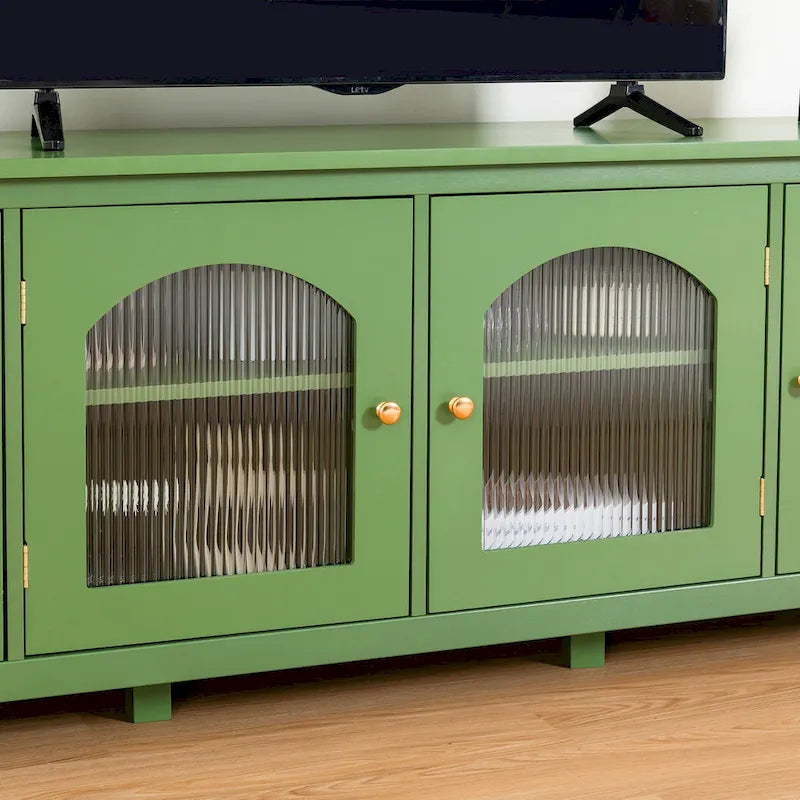 Meuble TV rétro avec portes vitrées de 71 pouces