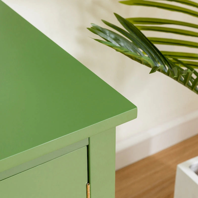 Meuble TV rétro avec portes vitrées de 71 pouces