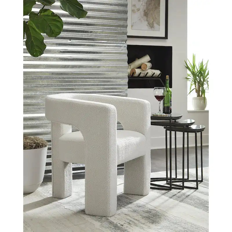 Fauteuil accent en boucle "Barrel Back" avec découpe