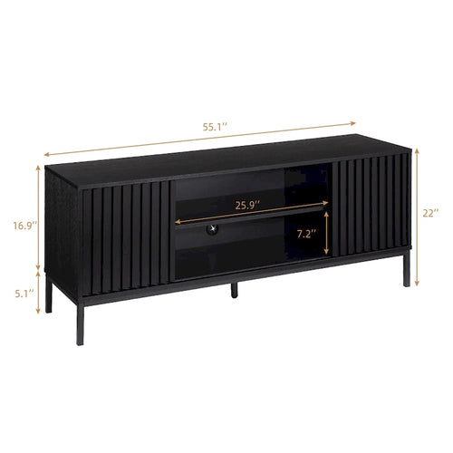 Meuble TV de style moderne du milieu du siècle avec rangement de 55 po – Convient aux téléviseurs jusqu'à 65 po