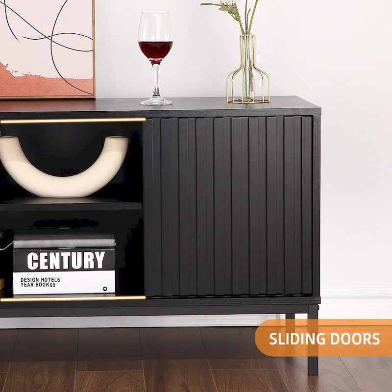 Meuble TV de style moderne du milieu du siècle avec rangement de 55 po – Convient aux téléviseurs jusqu'à 65 po