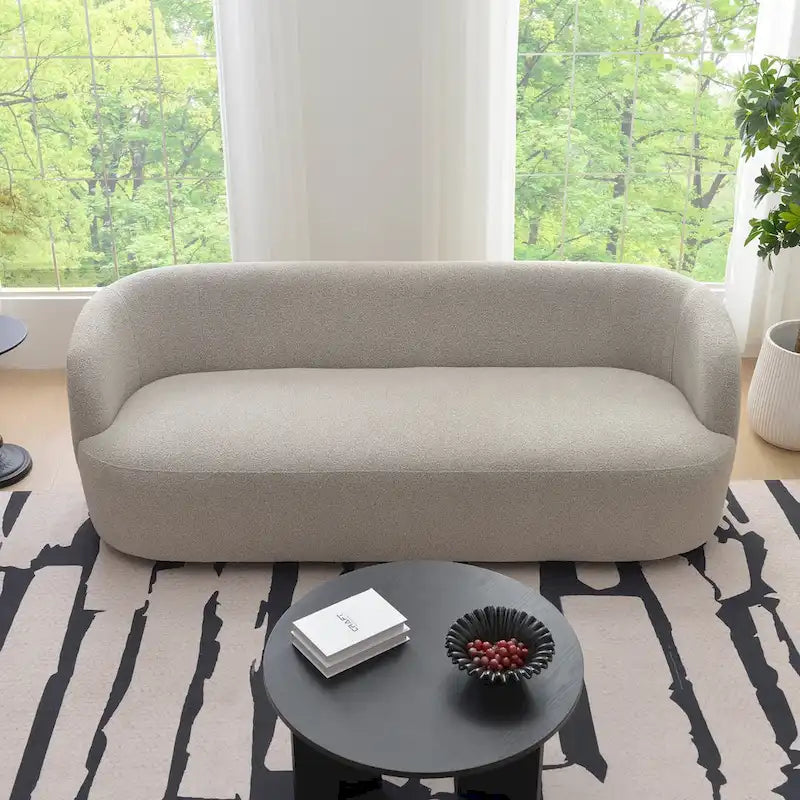 Canapé 3 places en tissu bouclé de 85 po avec coussins d'appoint