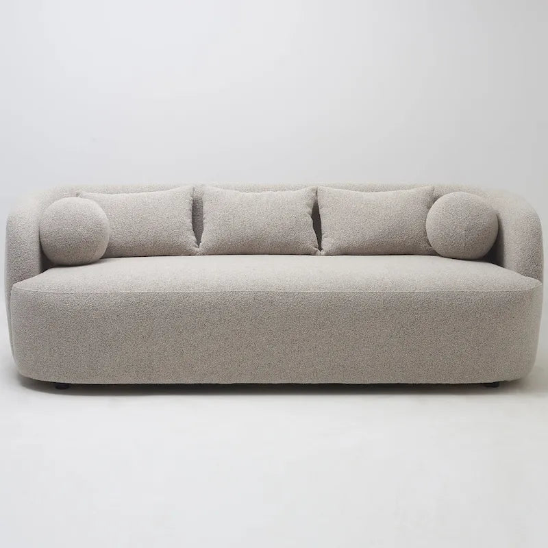 Canapé 3 places en tissu bouclé de 85 po avec coussins d'appoint