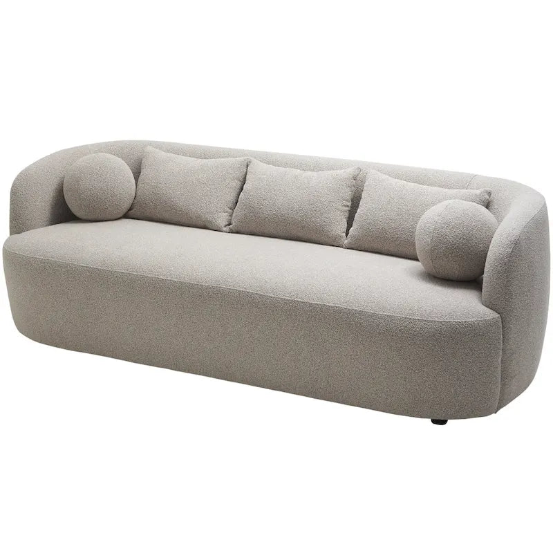 Canapé 3 places en tissu bouclé de 85 po avec coussins d'appoint