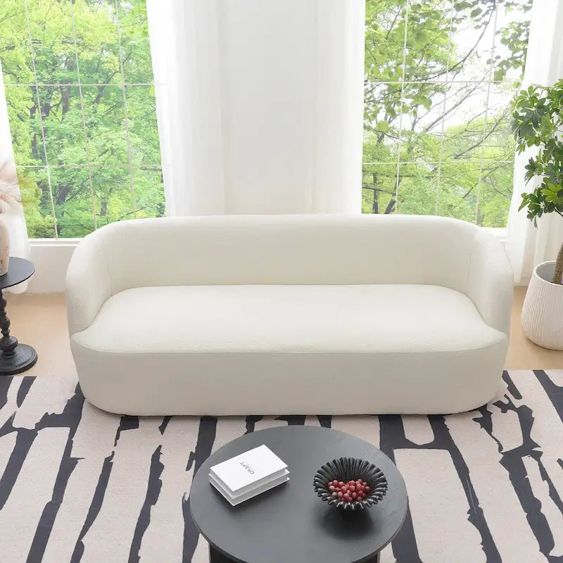 Canapé 3 places en tissu bouclé de 85 po avec coussins d'appoint