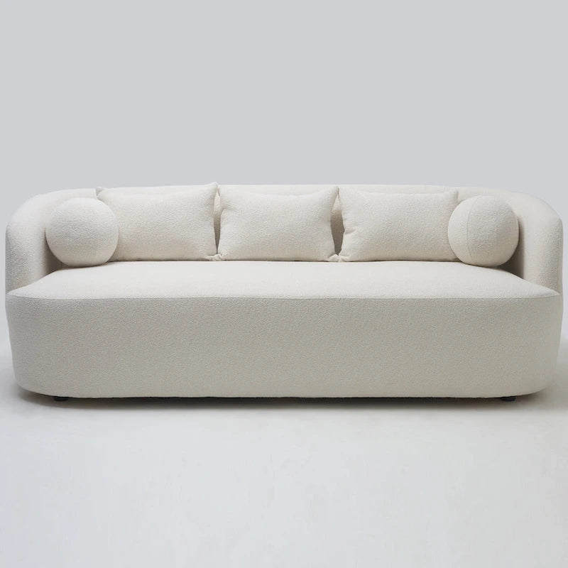 Canapé 3 places en tissu bouclé de 85 po avec coussins d'appoint