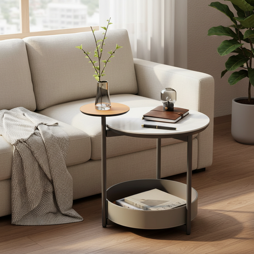 3-Tier Round Side Table in Cozy Living Room