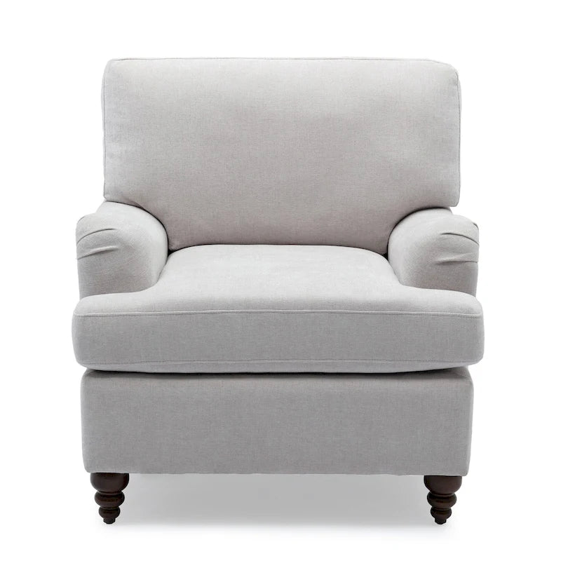 Fauteuil d'appoint rembourré à accoudoirs arrondis avec pieds en bois