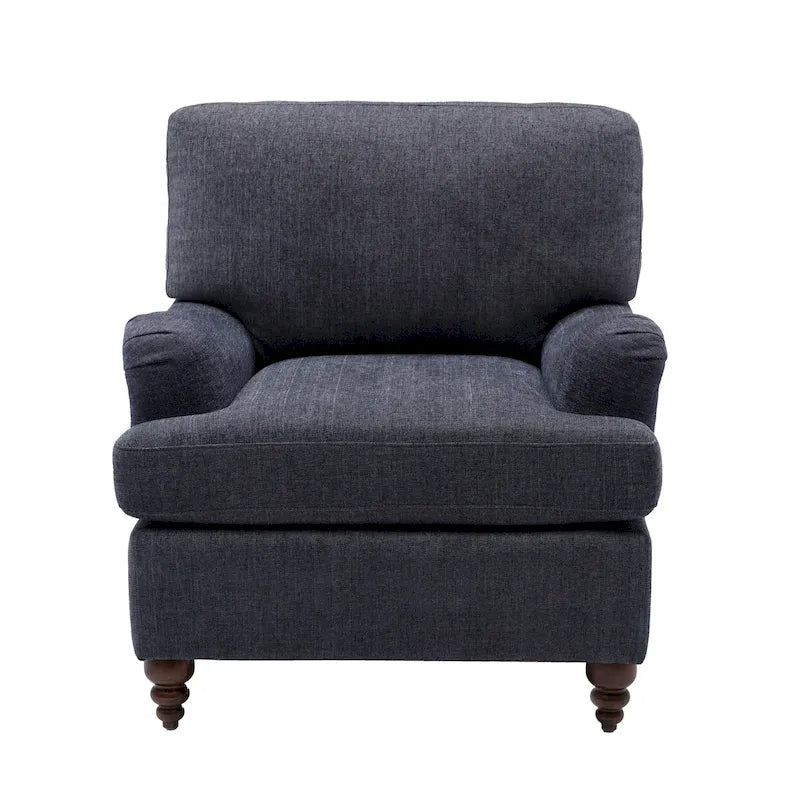 Fauteuil d'appoint rembourré à accoudoirs arrondis avec pieds en bois