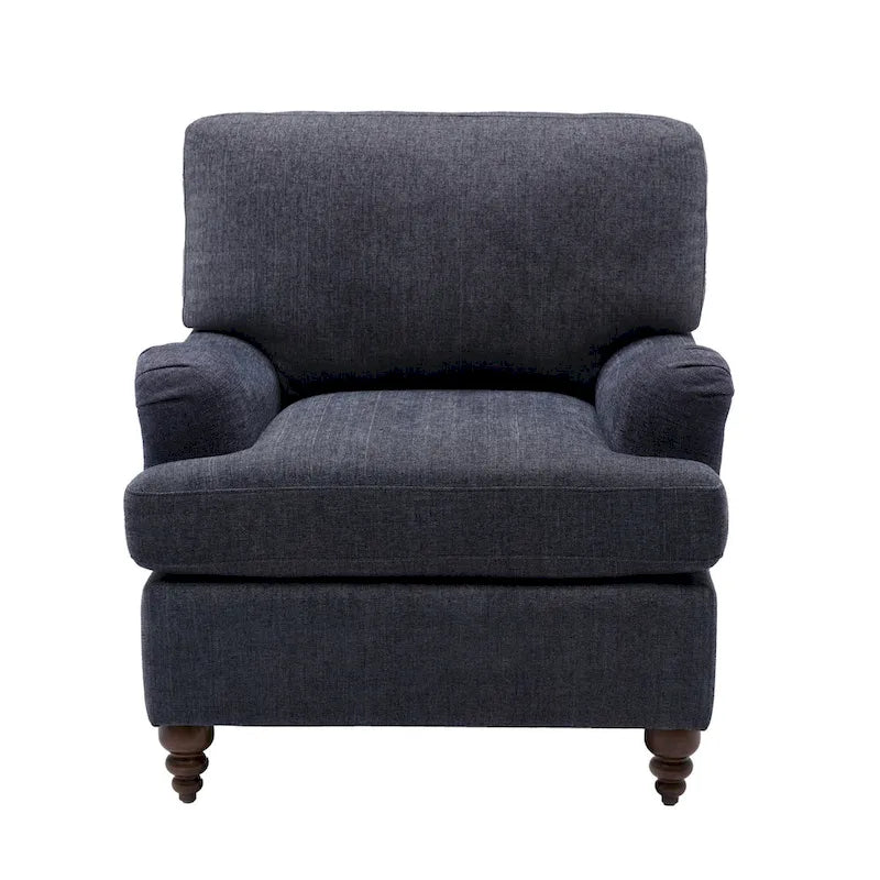 Fauteuil d'appoint rembourré à accoudoirs arrondis avec pieds en bois