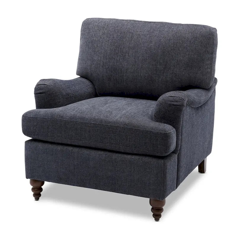 Fauteuil d'appoint rembourré à accoudoirs arrondis avec pieds en bois