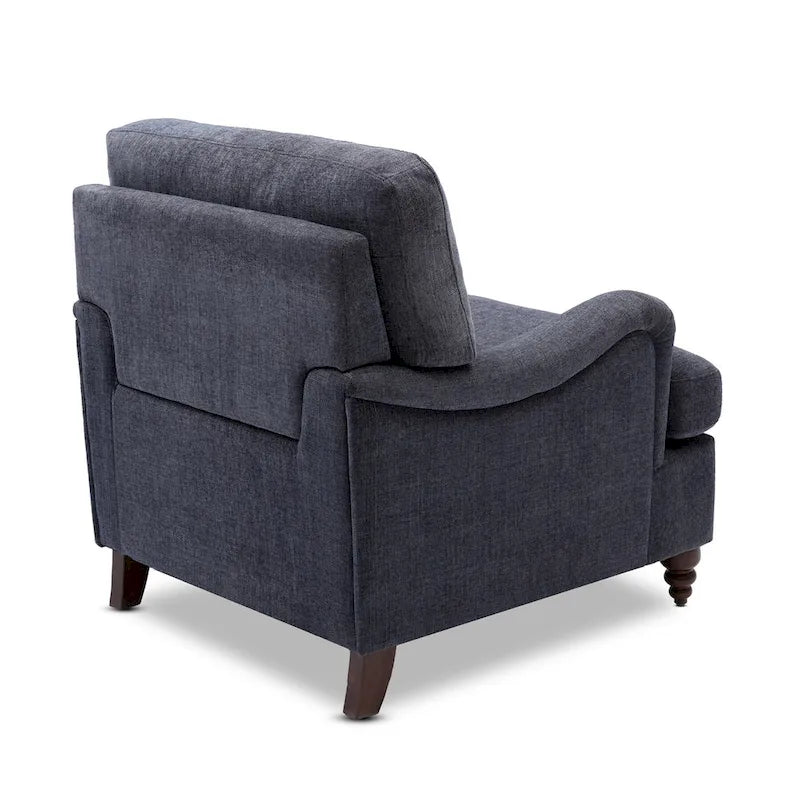 Fauteuil d'appoint rembourré à accoudoirs arrondis avec pieds en bois