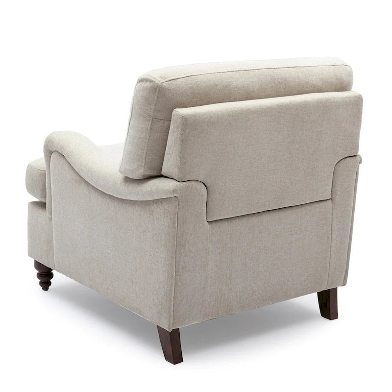 Fauteuil d'appoint rembourré à accoudoirs arrondis avec pieds en bois