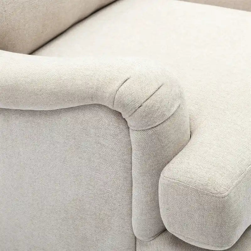 Fauteuil d'appoint rembourré à accoudoirs arrondis avec pieds en bois