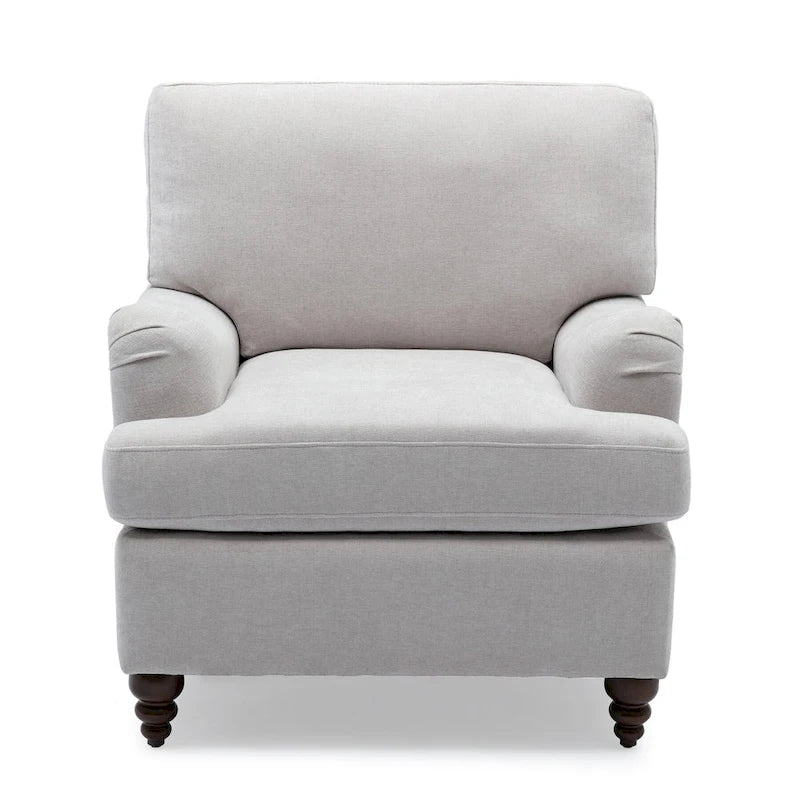 Fauteuil d'appoint rembourré à accoudoirs arrondis avec pieds en bois