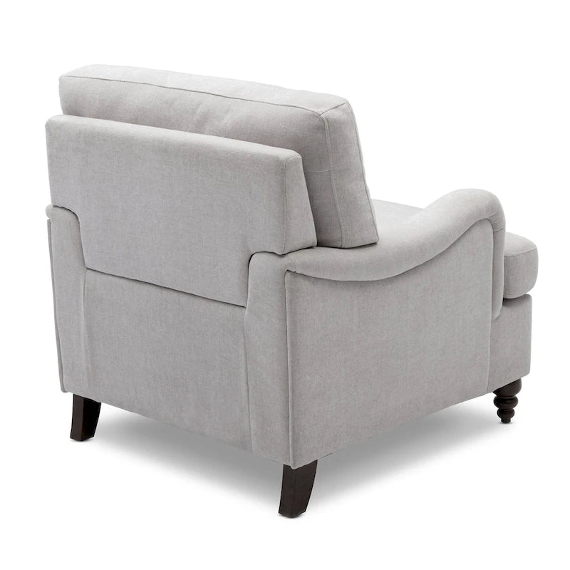 Fauteuil d'appoint rembourré à accoudoirs arrondis avec pieds en bois