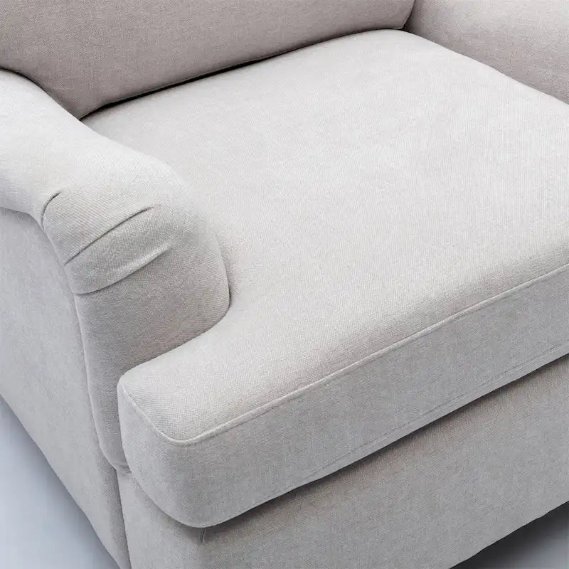 Fauteuil d'appoint rembourré à accoudoirs arrondis avec pieds en bois