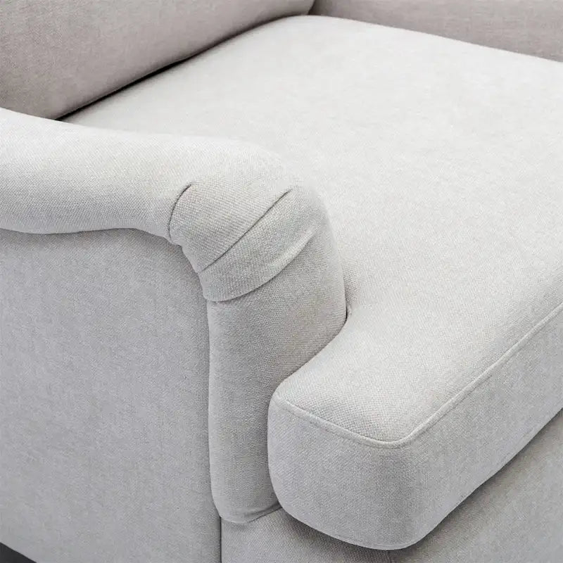 Fauteuil d'appoint rembourré à accoudoirs arrondis avec pieds en bois