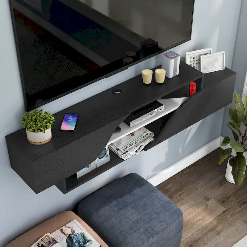Meuble TV flottant à 2 étagères de 59 pouces