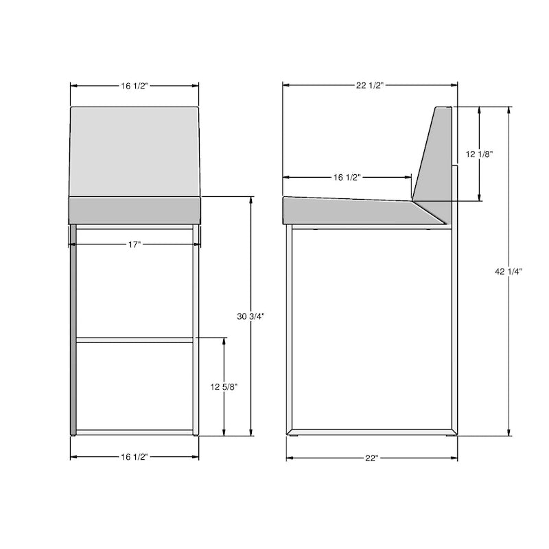 Tabouret de comptoir et de bar contemporain en métal avec assise rembourrée