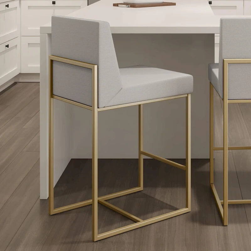 Tabouret de comptoir et de bar contemporain en métal avec assise rembourrée