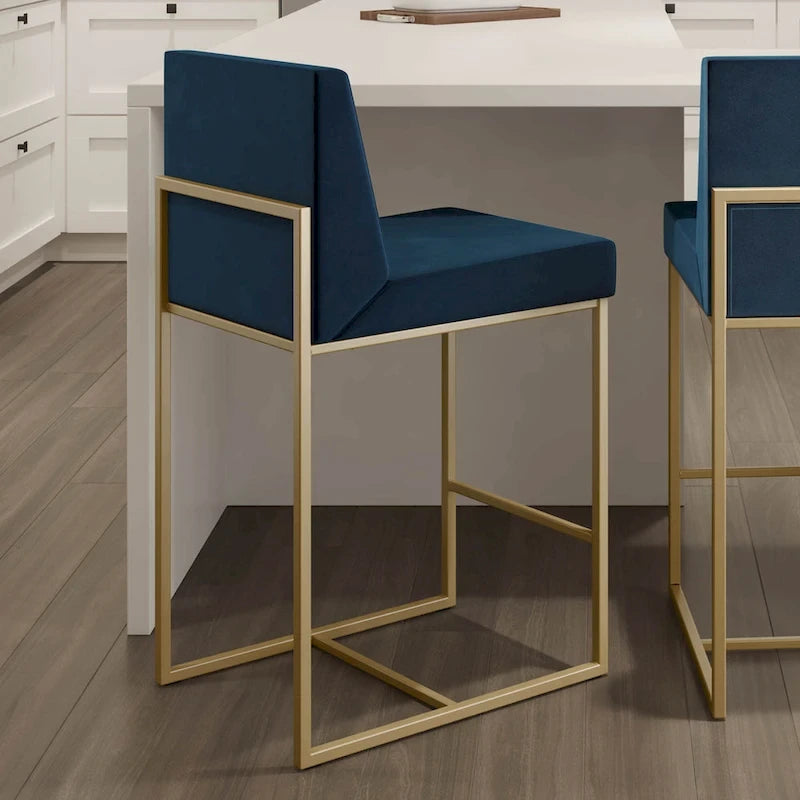 Tabouret de comptoir et de bar contemporain en métal avec assise rembourrée