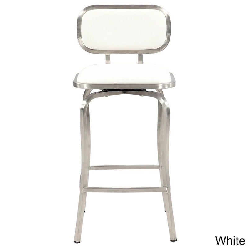 Tabouret de comptoir pivotant moderne avec dossier rembourré - Noir/Blanc