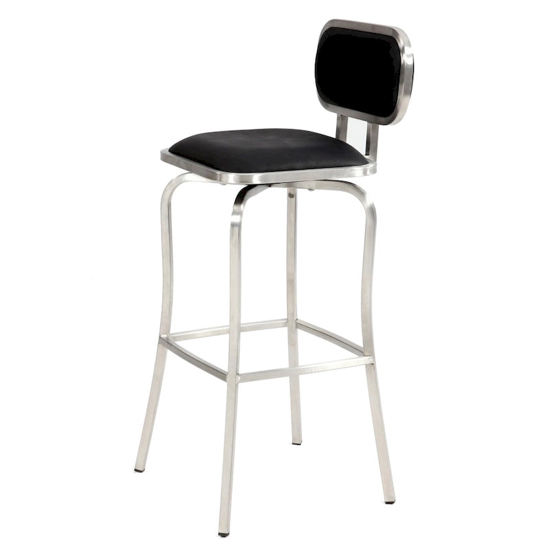 Tabouret de comptoir pivotant moderne avec dossier rembourré - Noir/Blanc