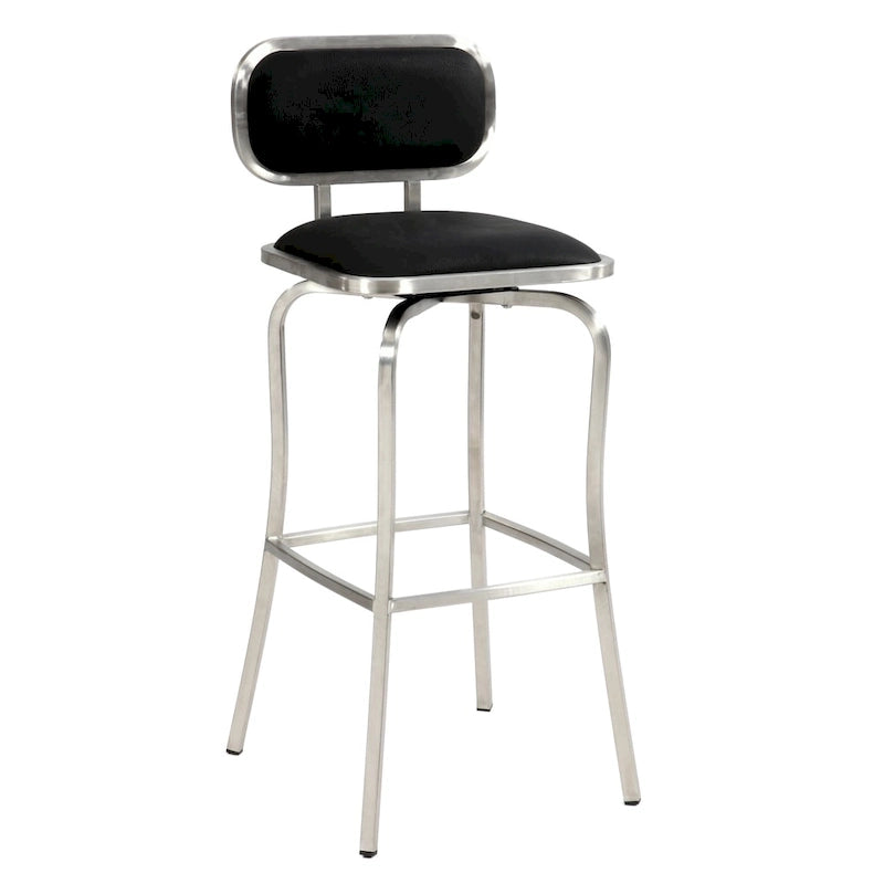 Tabouret de comptoir pivotant moderne avec dossier rembourré - Noir/Blanc