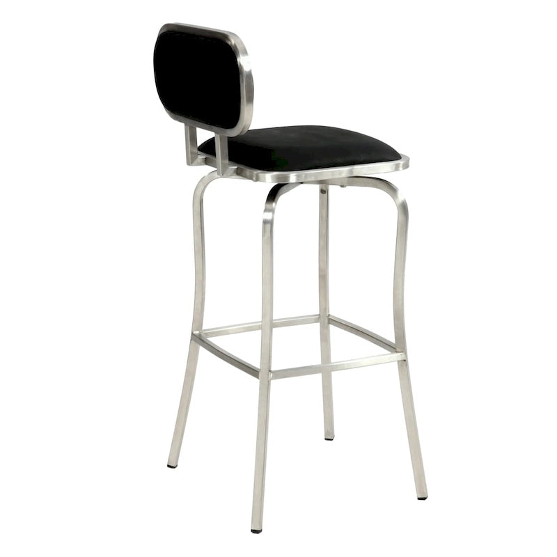 Tabouret de comptoir pivotant moderne avec dossier rembourré - Noir/Blanc