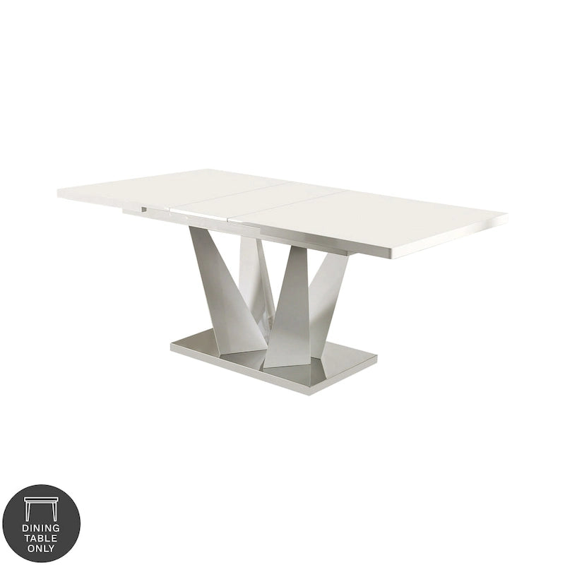 Table de salle à manger extensible blanche ultra-brillante