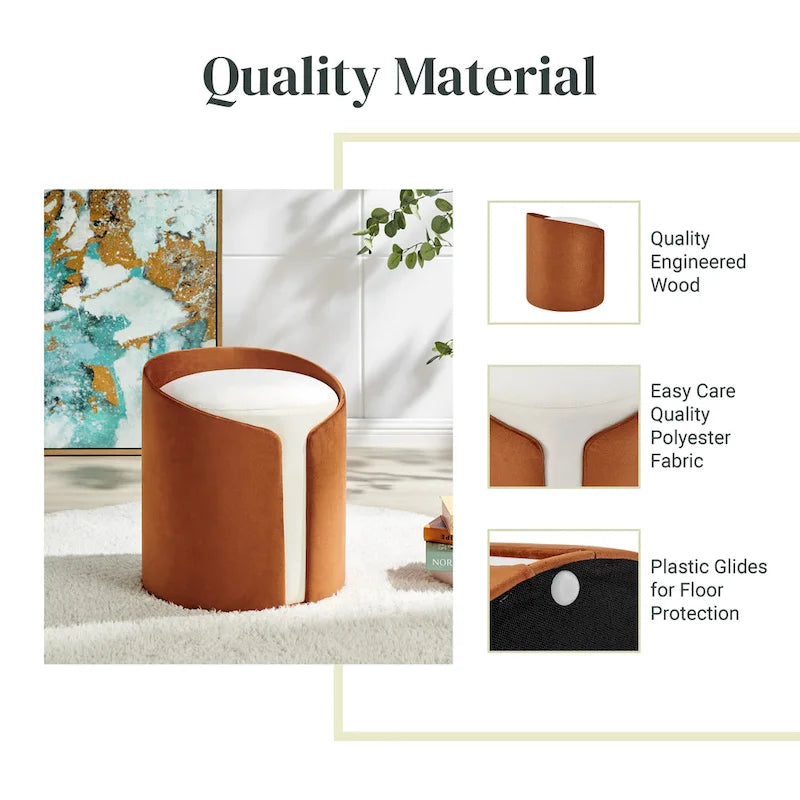 Pouf rond en velours – Repose-pieds, siège et table d'appoint tout-en-un
