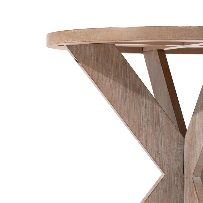 Table d'appoint ronde avec pieds entrecroisés et finition gris vintage