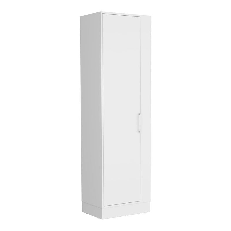 Armoire de rangement 6 étagères, hauteur 72 po, avec penderie à balais - blanche