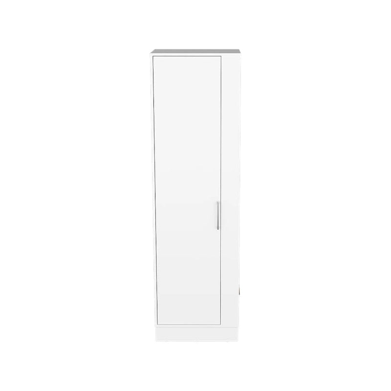 Armoire de rangement 6 étagères, hauteur 72 po, avec penderie à balais - blanche