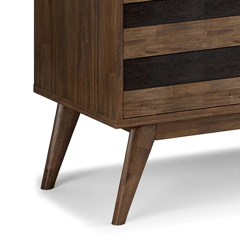 Meuble TV/multimédia en bois d'acacia massif – Style Mid-Century, 137 cm de large avec rangements