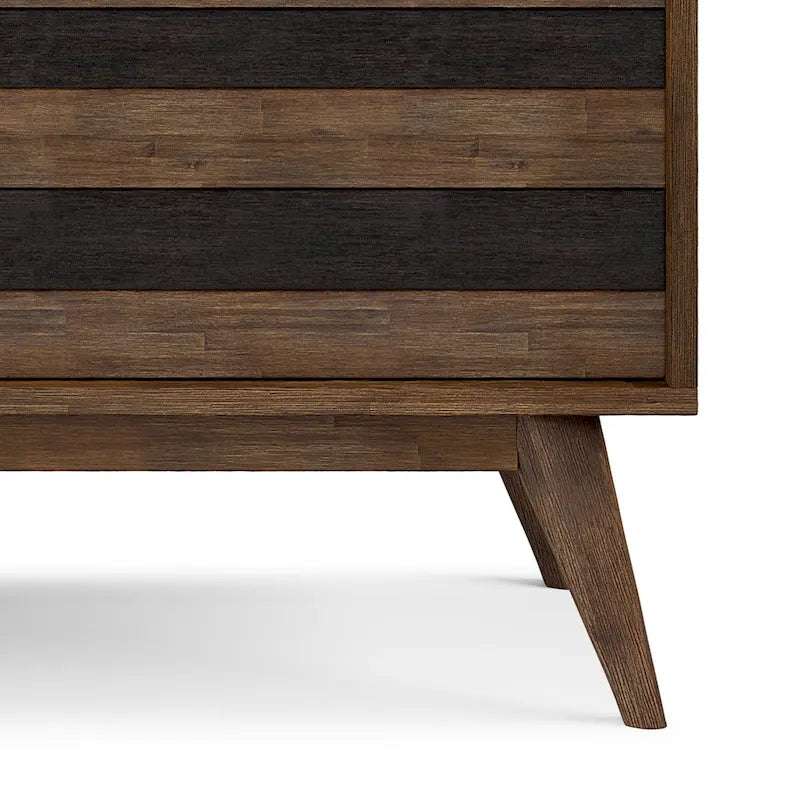 Meuble TV/multimédia en bois d'acacia massif – Style Mid-Century, 137 cm de large avec rangements