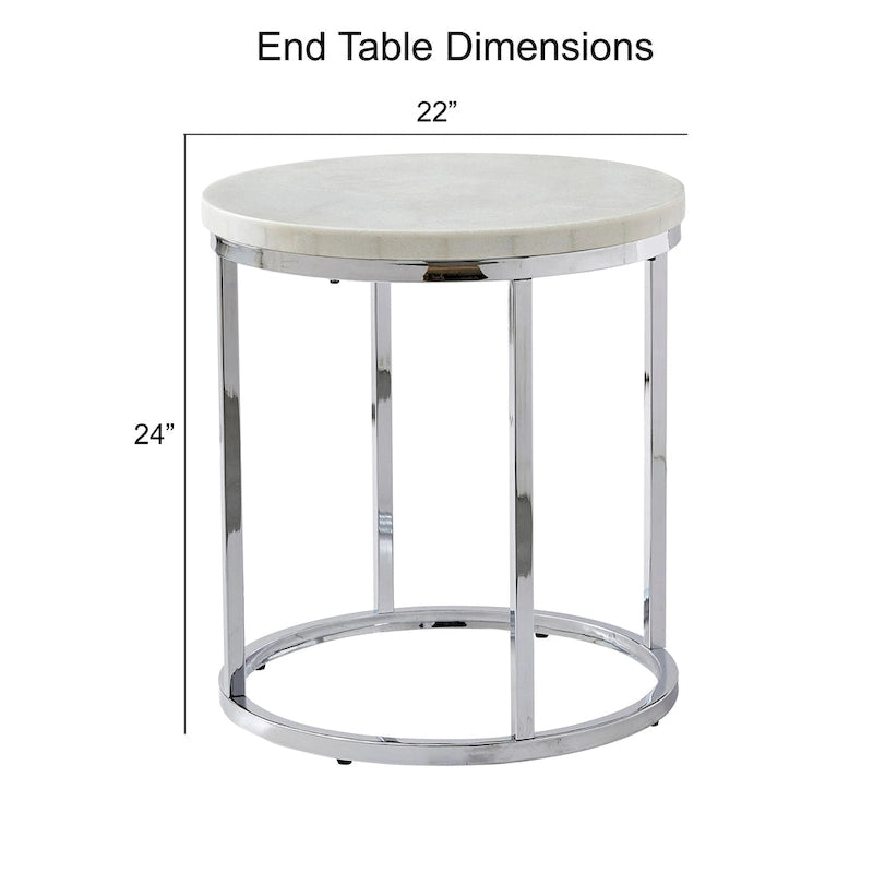 Table d'appoint ronde en marbre blanc