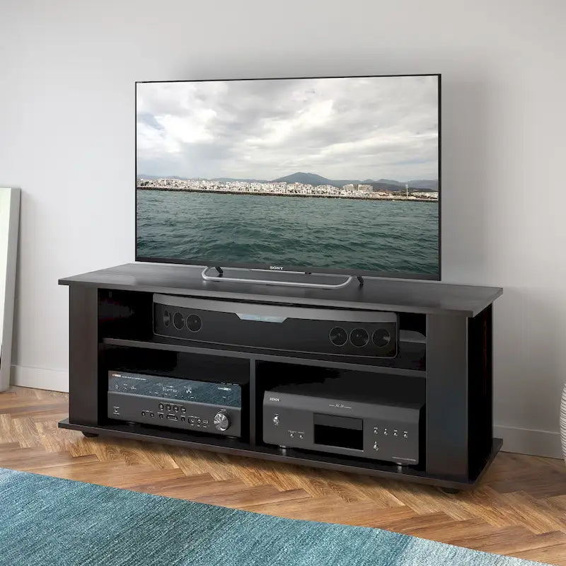 Meuble TV moderne noir pour téléviseurs jusqu'à 55 pouces
