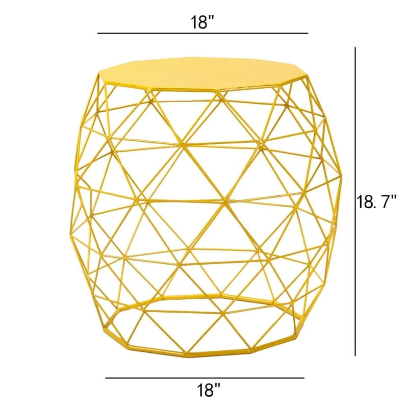 Table d'appoint ronde en fer à fil géométrique