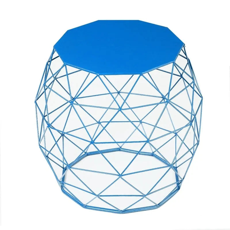 Table d'appoint ronde en fer à fil géométrique