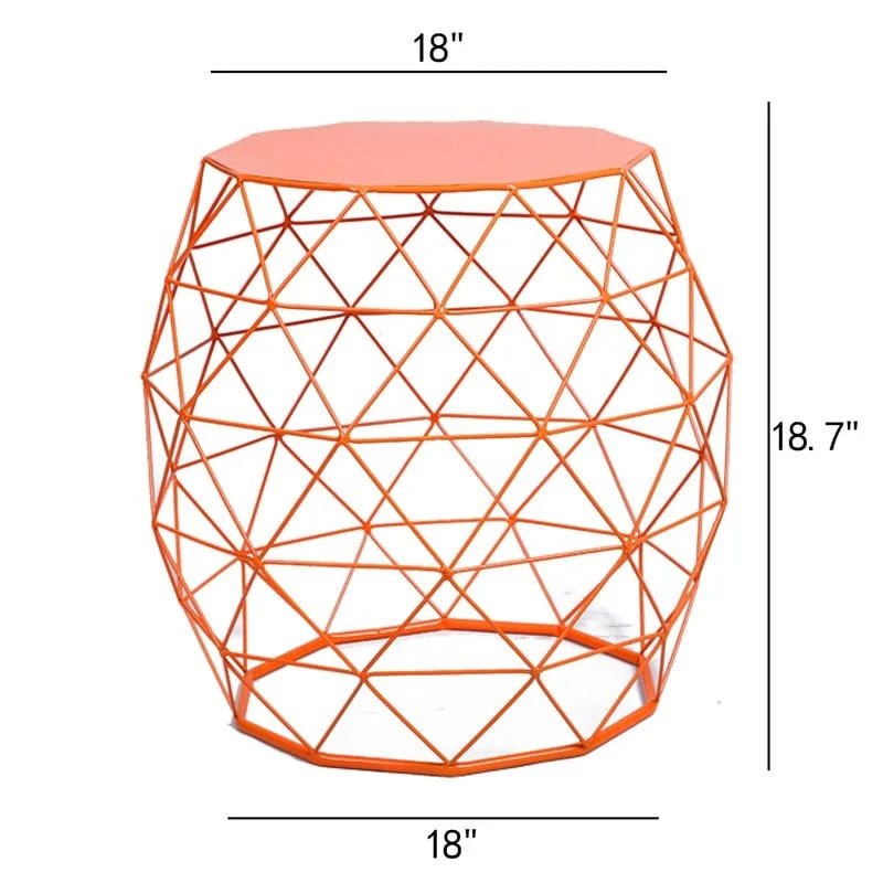Table d'appoint ronde en fer à fil géométrique