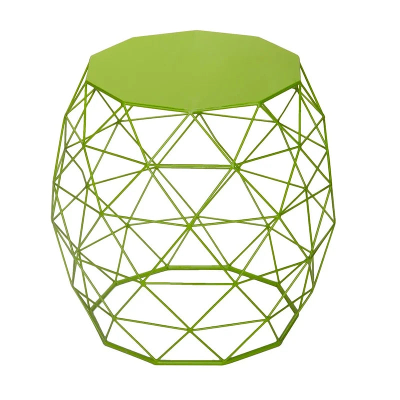 Table d'appoint ronde en fer à fil géométrique