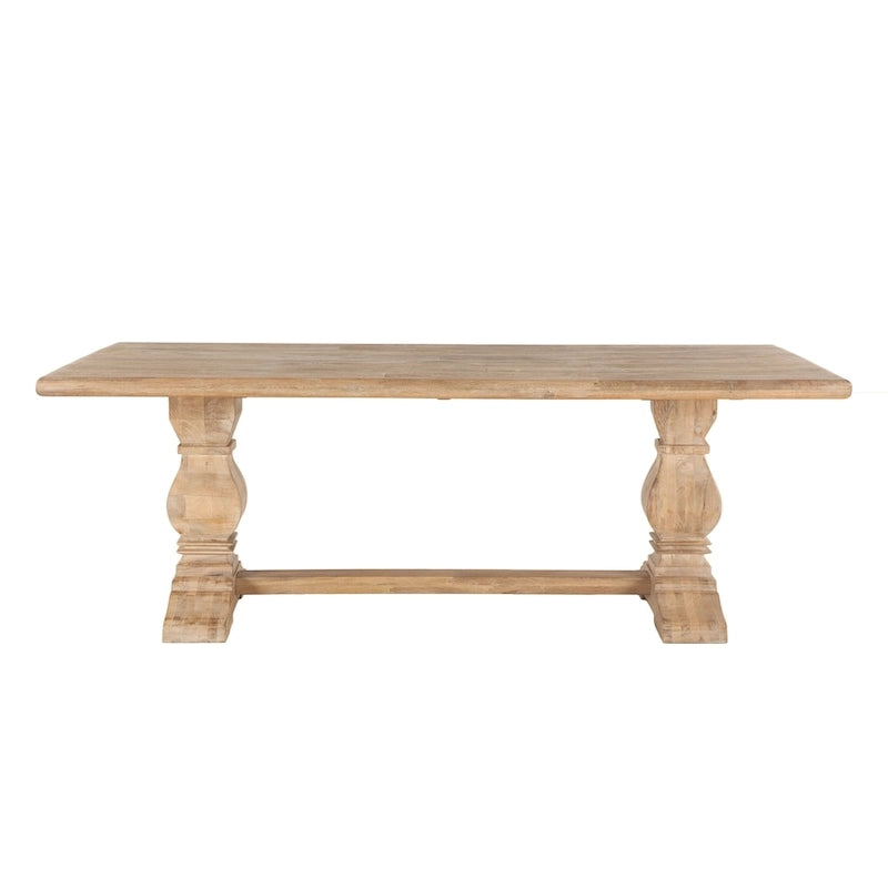 Table de salle à manger rectangulaire en bois de manguier massif avec piètements sculptés – 6 ou 8 places