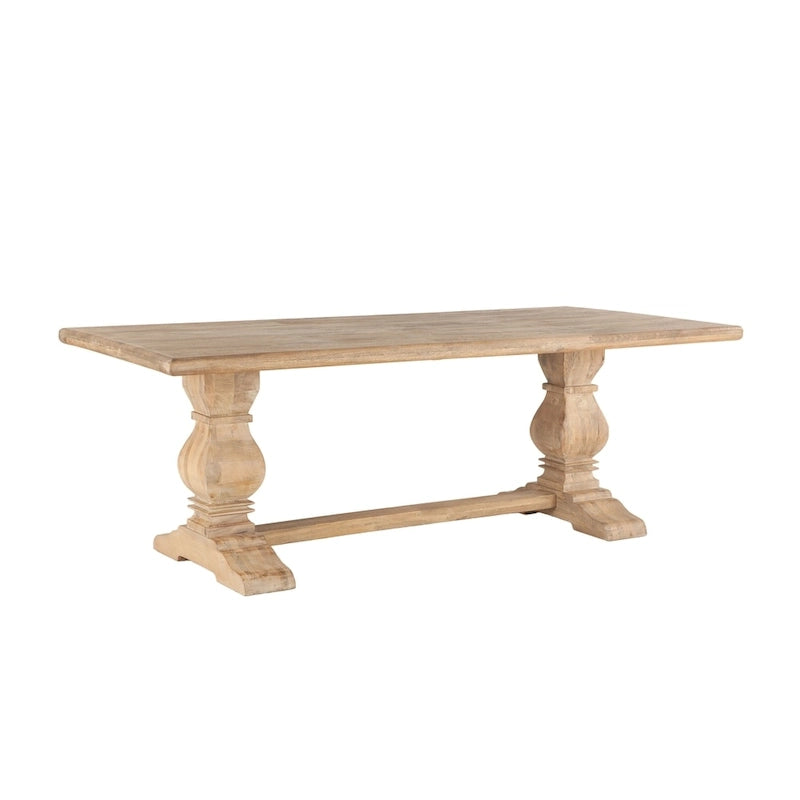 Table de salle à manger rectangulaire en bois de manguier massif avec piètements sculptés – 6 ou 8 places